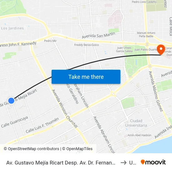 Av. Gustavo Mejía Ricart Desp. Av. Dr. Fernando Alberto Defilló to Unev map