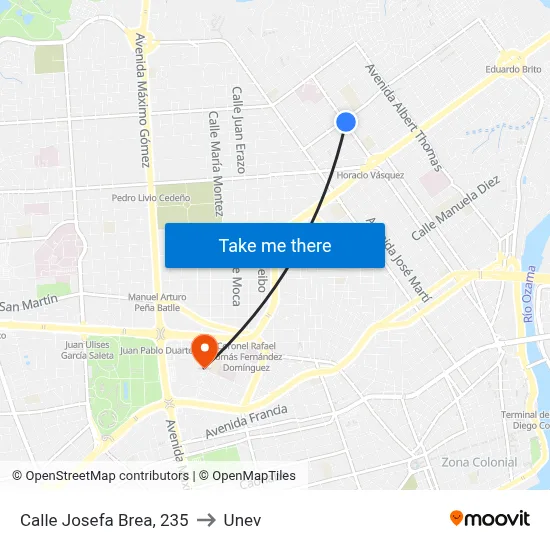 Calle Josefa Brea, 235 to Unev map