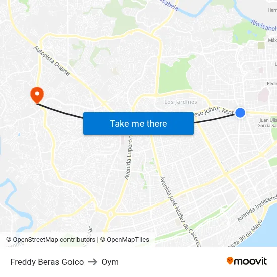 Freddy Beras Goico to Oym map