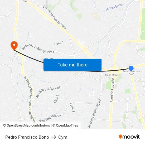 Pedro Francisco Bonó to Oym map