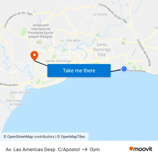 Av. Las Americas Desp. C/Apóstol to Oym map