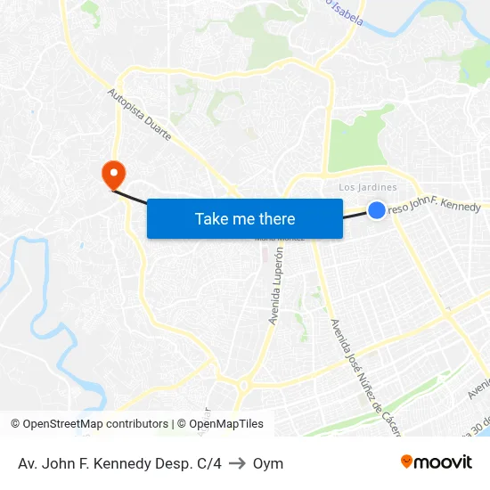 Av. John F. Kennedy Desp. C/4 to Oym map