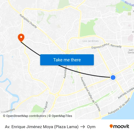 Av. Enrique Jiménez Moya (Plaza Lama) to Oym map