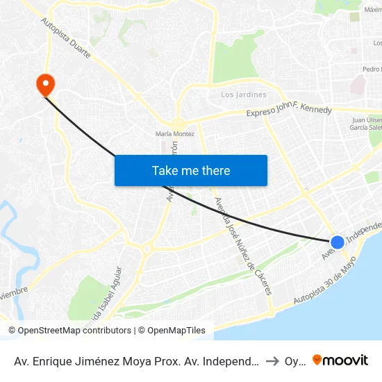 Av. Enrique Jiménez Moya Prox. Av. Independencia to Oym map