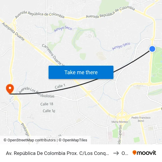 Av. República De Colombia Prox. C/Los Conquistadores to Oym map