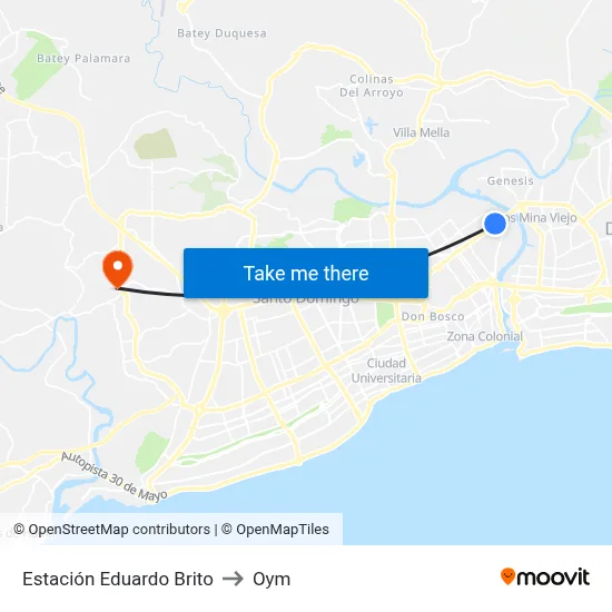 Estación Eduardo Brito to Oym map