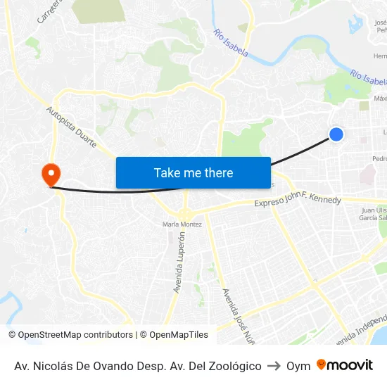 Av. Nicolás De Ovando Desp. Av. Del Zoológico to Oym map