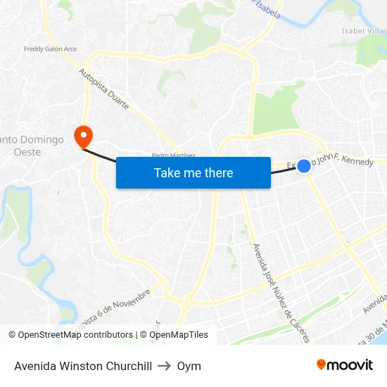 Avenida Winston Churchill to Oym map