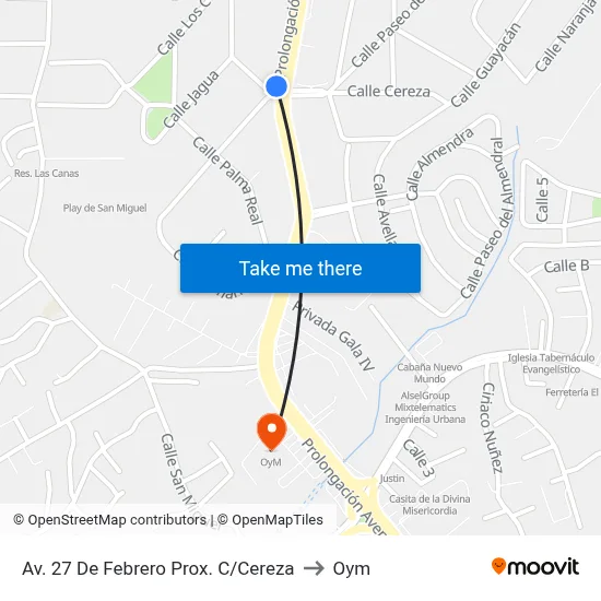 Av. 27 De Febrero Prox. C/Cereza to Oym map