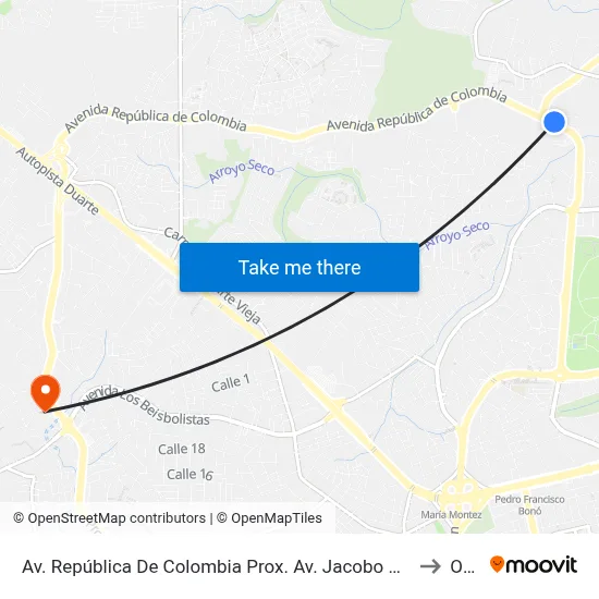 Av. República De Colombia Prox. Av. Jacobo Majluta Azar to Oym map