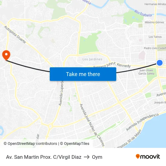 Av. San Martin Prox. C/Virgil Diaz to Oym map
