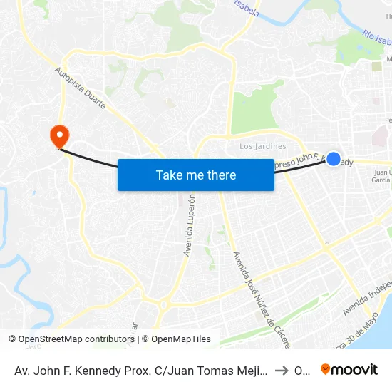 Av. John F. Kennedy Prox. C/Juan Tomas Mejia Y Cortes to Oym map