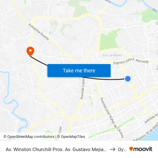 Av. Winston Churchill Prox. Av. Gustavo Mejia Ricart to Oym map