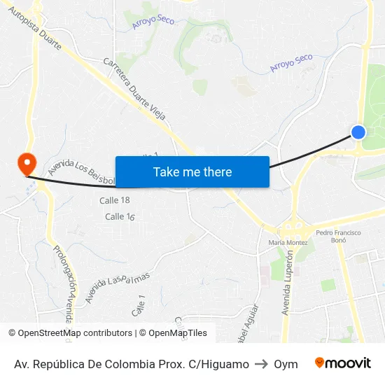 Av. República De Colombia Prox. C/Higuamo to Oym map