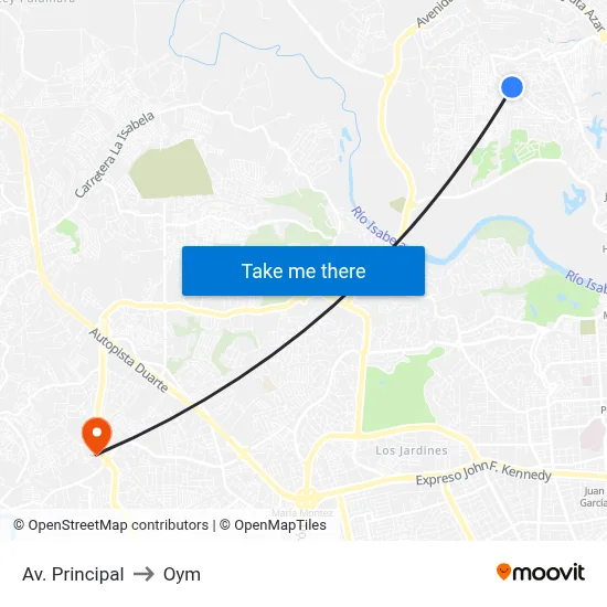 Av. Principal to Oym map