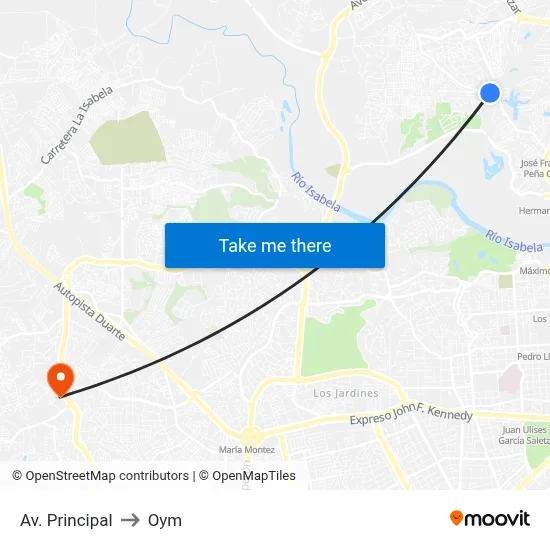 Av. Principal to Oym map