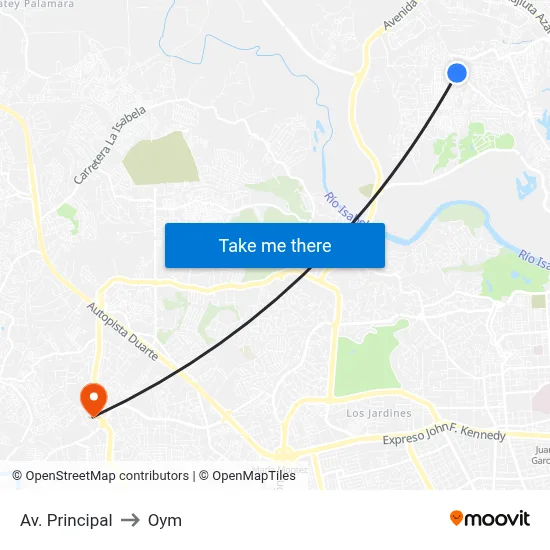Av. Principal to Oym map