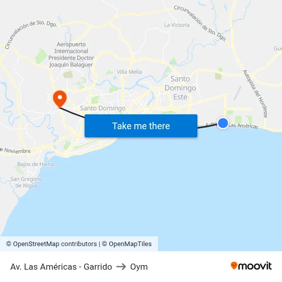 Av. Las Américas - Garrido to Oym map