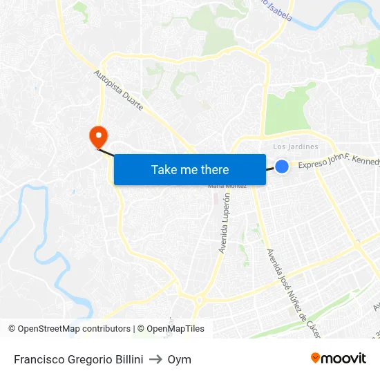 Francisco Gregorio Billini to Oym map