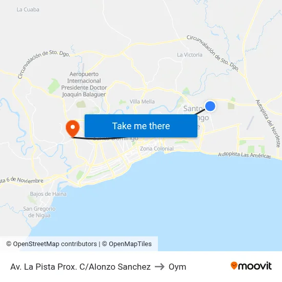 Av. La Pista Prox. C/Alonzo Sanchez to Oym map
