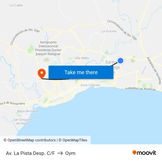Av. La Pista Desp. C/F to Oym map