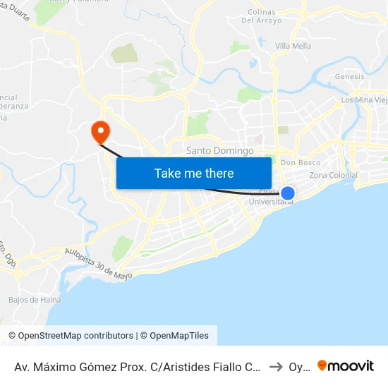 Av. Máximo Gómez Prox. C/Aristides Fiallo Cabral to Oym map