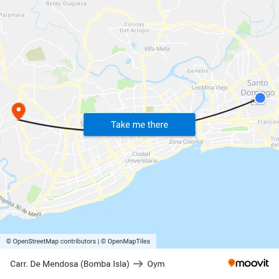 Carr. De Mendosa (Bomba Isla) to Oym map