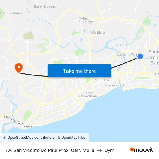 Av. San Vicente De Paúl Prox. Carr. Mella to Oym map