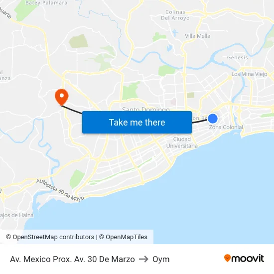 Av. Mexico Prox. Av. 30 De Marzo to Oym map