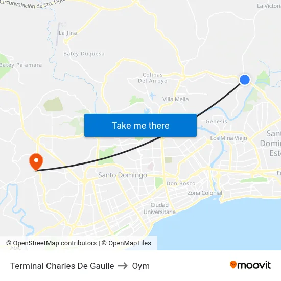 Terminal Charles De Gaulle to Oym map