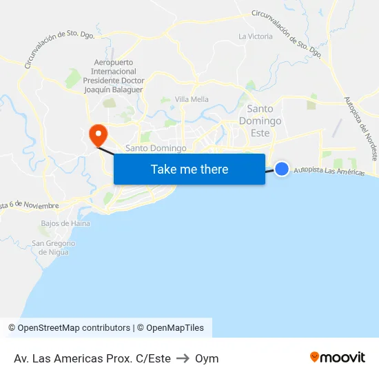 Av. Las Americas Prox. C/Este to Oym map