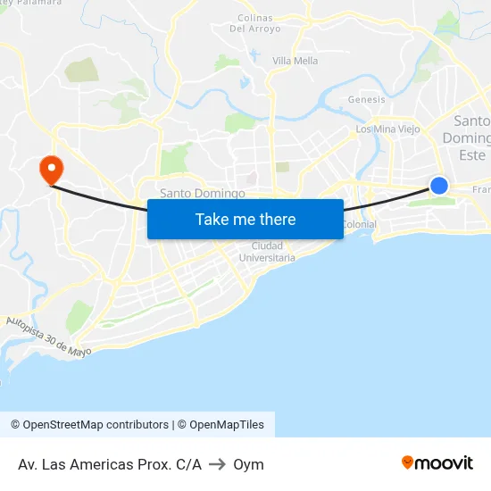 Av. Las Americas Prox. C/A to Oym map