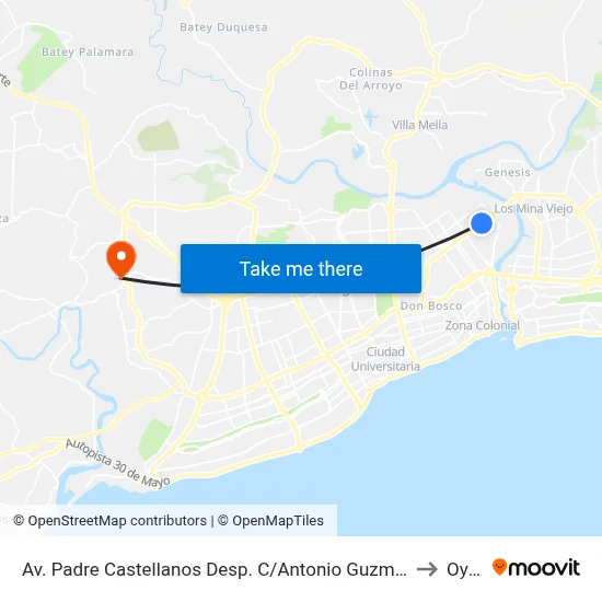 Av. Padre Castellanos Desp. C/Antonio Guzmán to Oym map