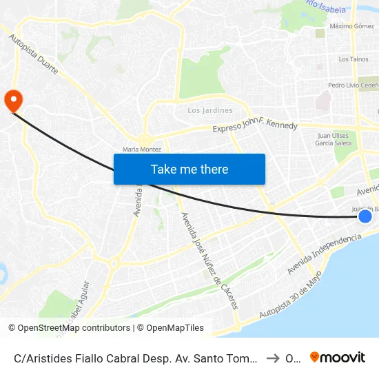 C/Aristides Fiallo Cabral Desp. Av. Santo Tomas De Aquino to Oym map