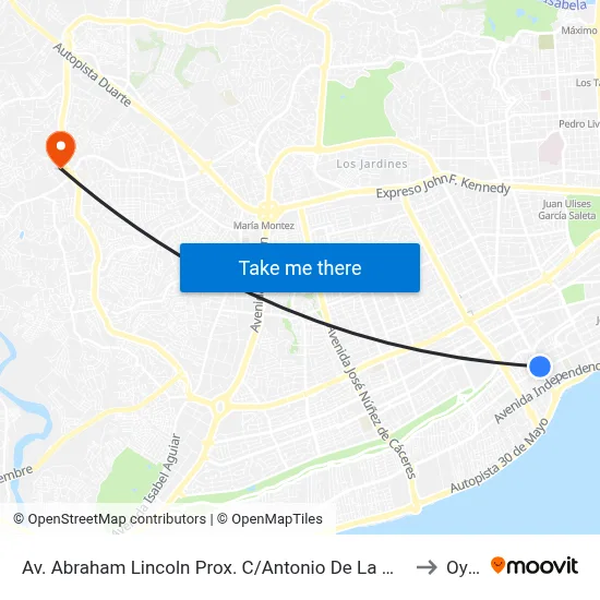 Av. Abraham Lincoln Prox. C/Antonio De La Maza to Oym map