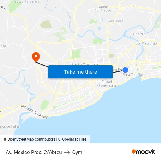 Av. Mexico Prox. C/Abreu to Oym map