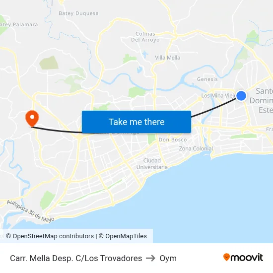 Carr. Mella Desp. C/Los Trovadores to Oym map