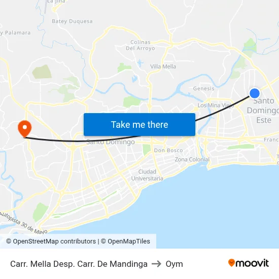 Carr. Mella Desp. Carr. De Mandinga to Oym map