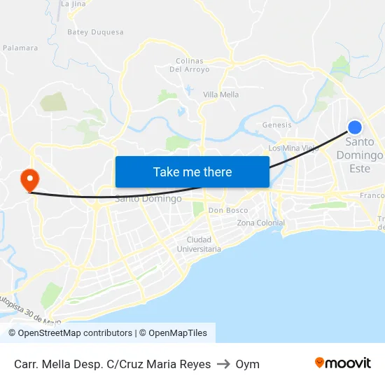 Carr. Mella Desp. C/Cruz Maria Reyes to Oym map