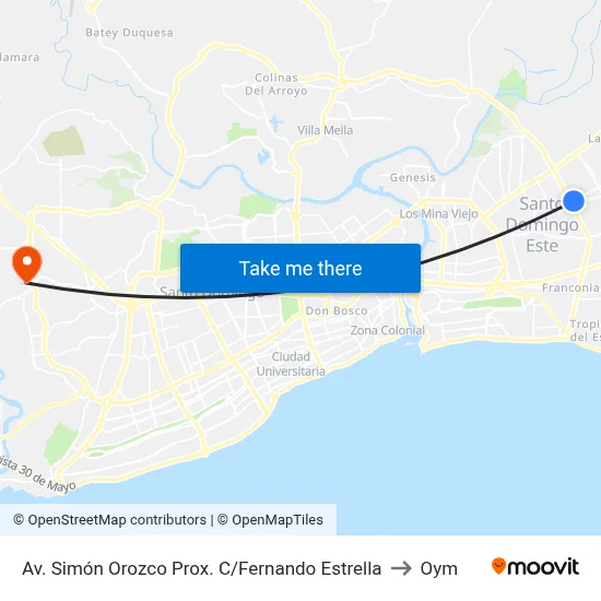 Av. Simón Orozco Prox. C/Fernando Estrella to Oym map