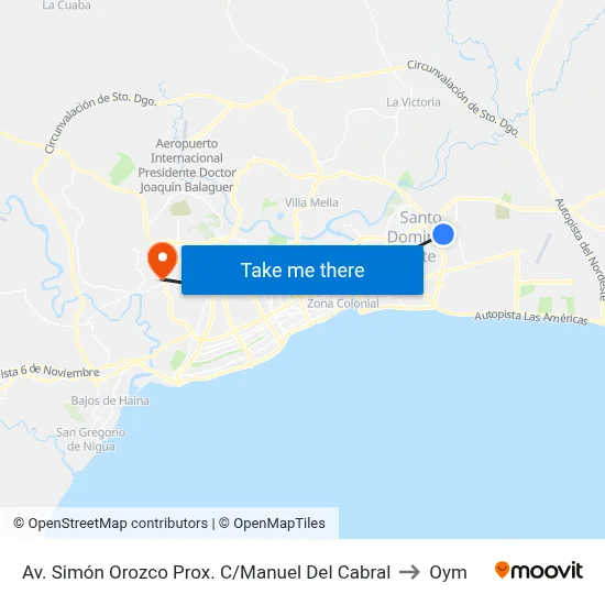 Av. Simón Orozco Prox. C/Manuel Del Cabral to Oym map