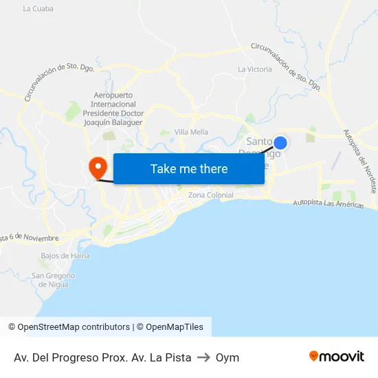 Av. Del Progreso Prox. Av. La Pista to Oym map