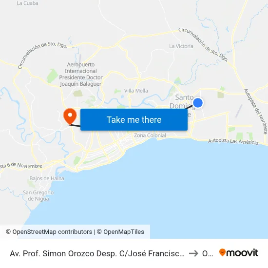 Av. Prof. Simon Orozco Desp. C/José Francisco Peña Gómez to Oym map
