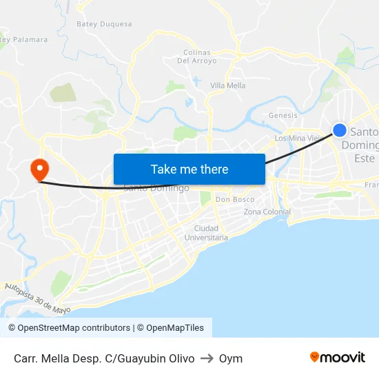 Carr. Mella Desp. C/Guayubin Olivo to Oym map