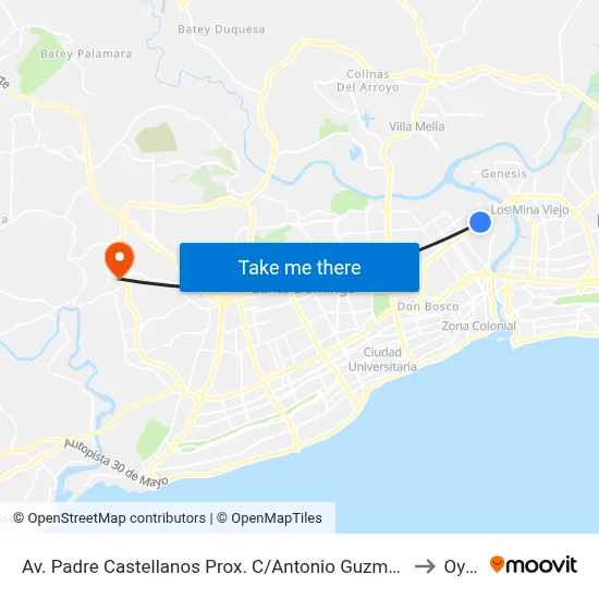 Av. Padre Castellanos Prox. C/Antonio Guzmán to Oym map