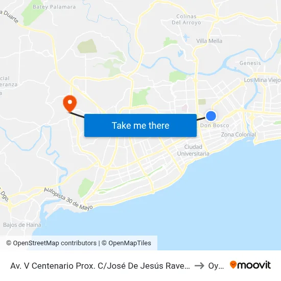Av. V Centenario Prox. C/José De Jesús Ravelo to Oym map