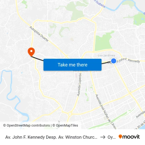 Av. John F. Kennedy Desp. Av. Winston Churchill to Oym map