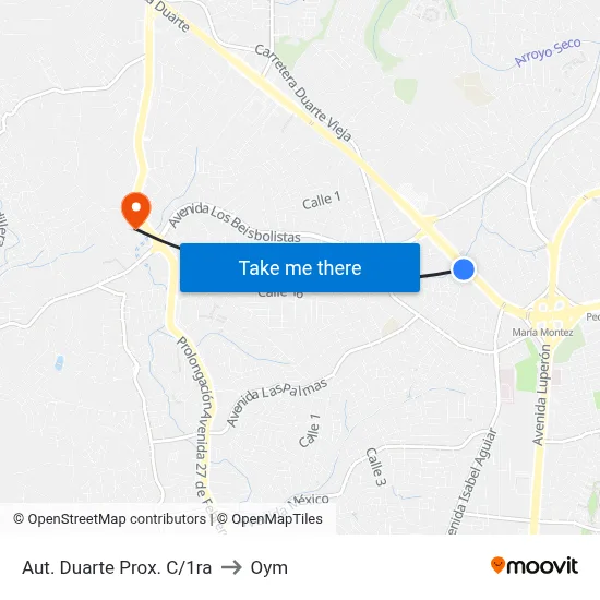 Aut. Duarte Prox. C/1ra to Oym map