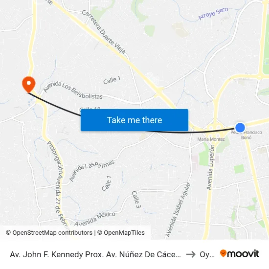 Av. John F. Kennedy Prox. Av. Núñez De Cáceres to Oym map
