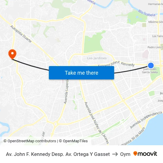 Av. John F. Kennedy Desp. Av. Ortega Y Gasset to Oym map